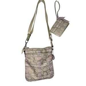 Coach Tan and Purple Crossbody Bag